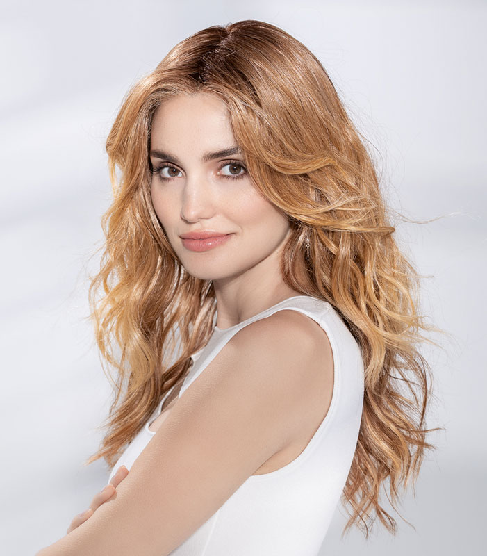 Perücke SPARKLE DELUXE ****** + Ohr-zu-Ohr-Filmansatz